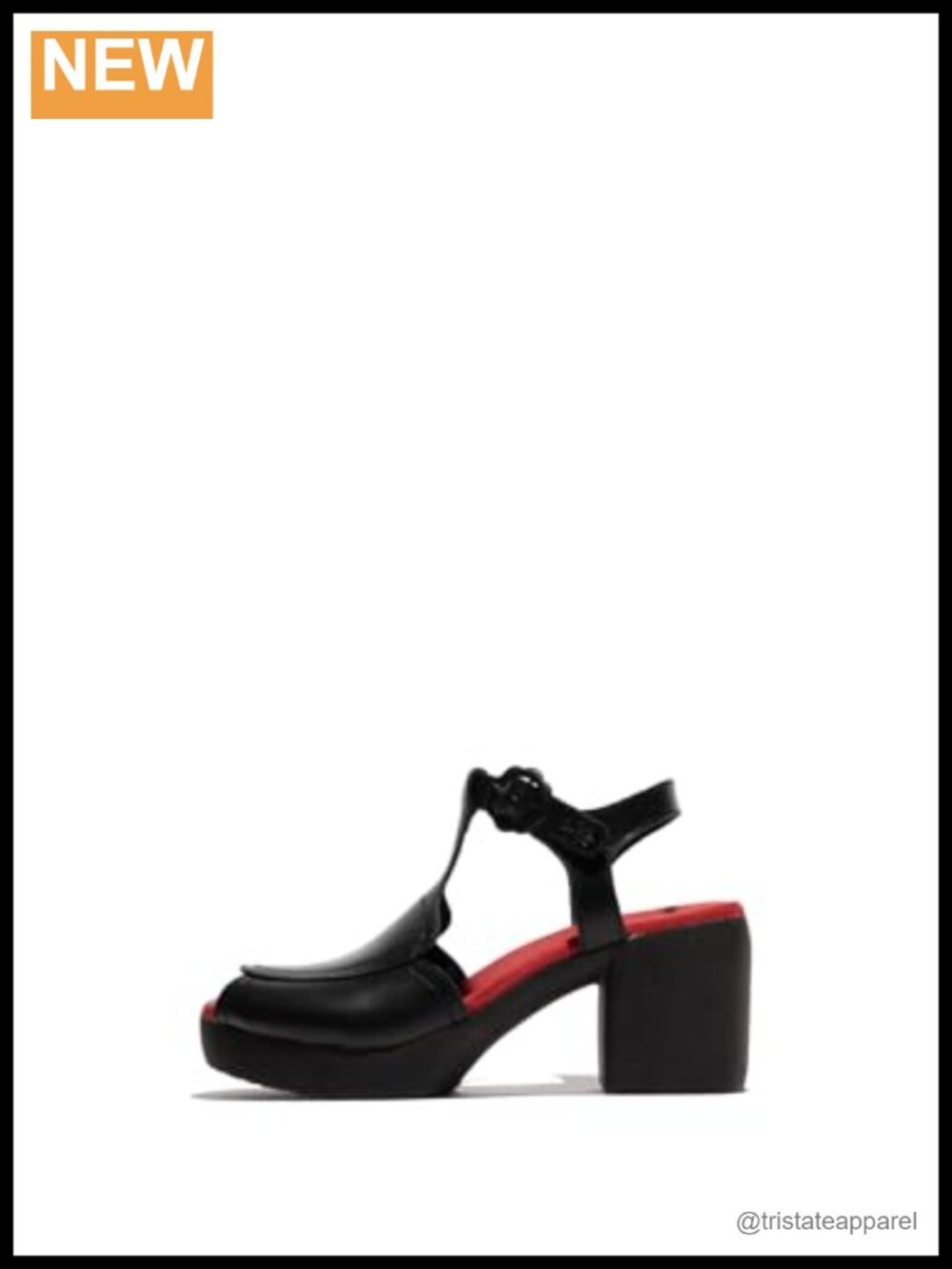 FLY London Women's Leather Block Heel T-Strap Sandal Platform Open Toe Casual